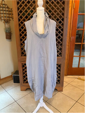 Cynthia Rowley Lagenlook Gray Sleeveless Tunic Dress Cowl Neck Oversized Size 2X